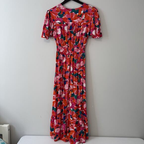 Anthropologie Abel The Label High Low Dress Women's Medium Floral Pink Tropical - Picture 6 of 14